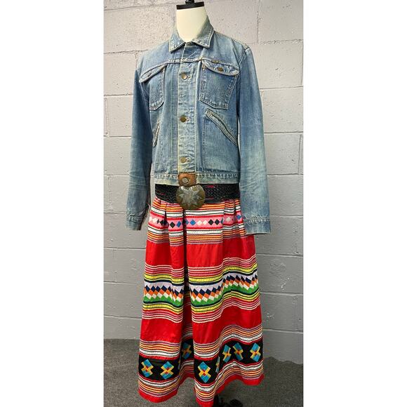 Vtg 1970s Wrangler Beaded Native American Med Wash Denim Jacket Honest Wear - Picture 10 of 16